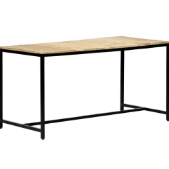 Mesa de comedor Marina madera maciza natural/negro 75x140x70 cm