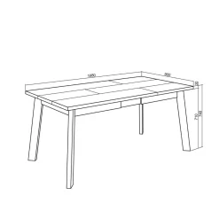 Mesa de comedor Neos diseño fijo 74x168x90 cm