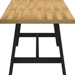 Mesa de comedor Noain diseño A madera de pino natural/negro 75x180x90 cm