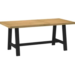 Mesa de comedor Noain diseño A madera de pino natural/negro 75x180x90 cm