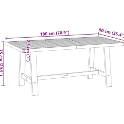 Mesa de comedor Noain diseño A madera de pino natural/negro 75x180x90 cm