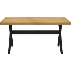 Mesa de comedor Noain diseño X madera de pino natural/negro 75x160x90 cm