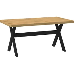 Mesa de comedor Noain diseño X madera de pino natural/negro 75x160x90 cm