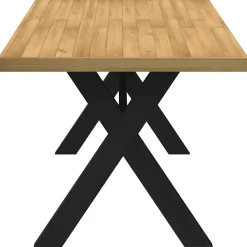Mesa de comedor Noain diseño X madera de pino natural/negro 75x160x90 cm