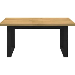 Mesa de comedor Noain diseño U madera de pino natural/negro 75x160x90 cm