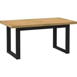Mesa de comedor Noain diseño U madera de pino natural/negro 75x160x90 cm