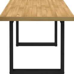 Mesa de comedor Noain diseño U madera de pino natural/negro 75x160x90 cm