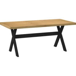 Mesa de comedor Noain diseño X madera de pino natural/negro 75x180x90 cm