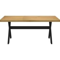 Mesa de comedor Noain diseño X madera de pino natural/negro 75x180x90 cm