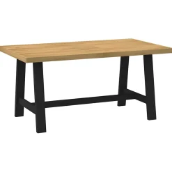 Mesa de comedor Noain diseño A madera de pino natural/negro 75x160x90 cm