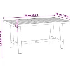 Mesa de comedor Noain diseño A madera de pino natural/negro 75x160x90 cm