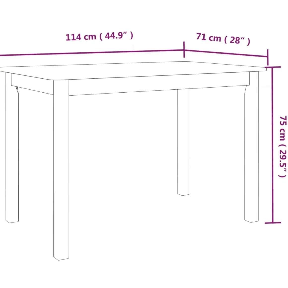 Mesa de comedor Noia rectangular madera de caucho 75x114x71 cm