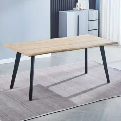 Mesa de comedor Regatta rectangular diseño nórdico cambria/negro 76x180x90 cm