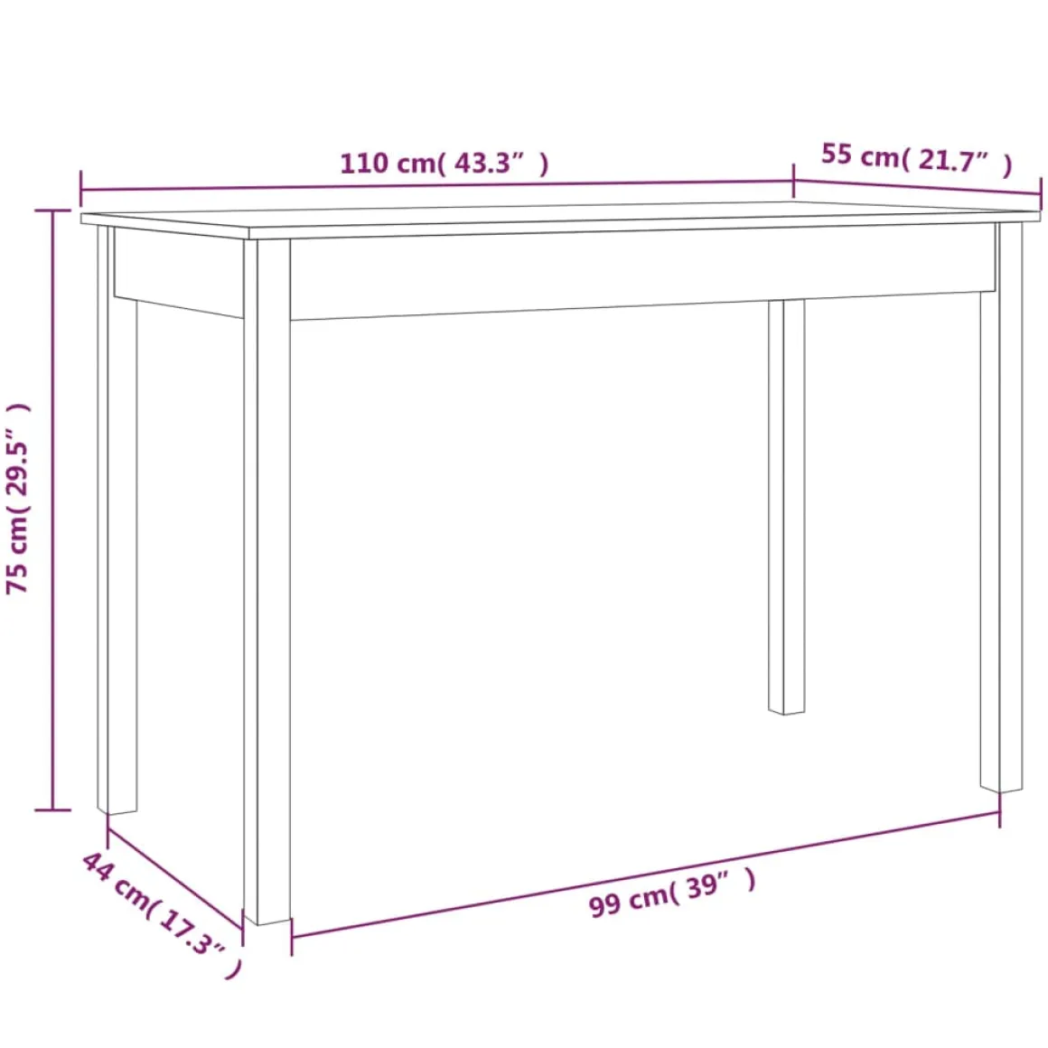 Mesa de comedor Sakura madera de pino marrón 75x110x55 cm