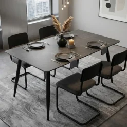 Mesa de comedor Sander New diseño fijo negro 75x140x80 cm