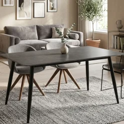Mesa de comedor Sander New diseño fijo negro 75x140x80 cm