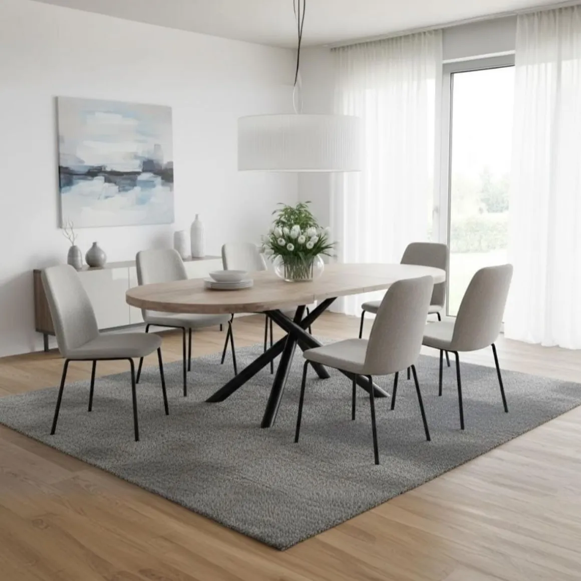 Mesa de comedor Senda diseño extensible 76x160-200-240x90 cm