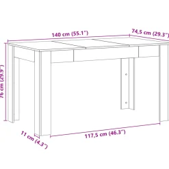 Mesa de comedor Trento diseño fijo 76x140x74,5 cm