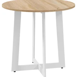 Mesa de comedor Vikk Homcom 4 personas roble/blanco Ø80x75 cm