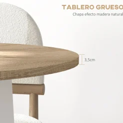 Mesa de comedor Vikk Homcom 4 personas roble/blanco Ø80x75 cm