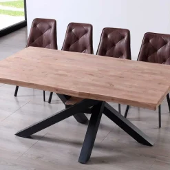 Mesa de comedor Xena forma patas cruzadas tapa irregular roble 76x180x100 cm
