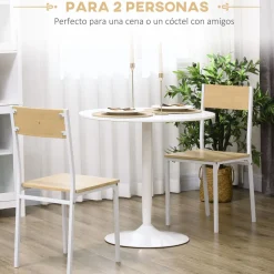 Mesa de comedor Yuzu Homcom redonda blanco Ø80x75 cm