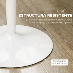 Mesa de comedor Yuzu Homcom redonda blanco Ø80x75 cm