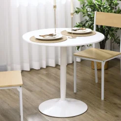Mesa de comedor Yuzu Homcom redonda blanco Ø80x75 cm