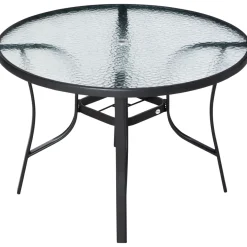 Mesa de cristal de jardín Outsunny redonda con agujero negro Ø106,5x71 cm