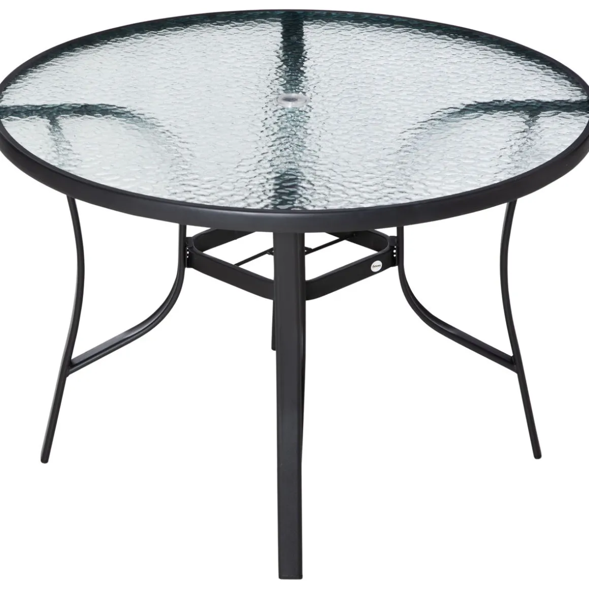 Mesa de cristal de jardín Outsunny redonda con agujero negro Ø106,5x71 cm