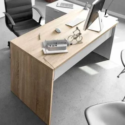 Mesa de despacho Style con cajonera blanco artik/roble 73x145x61,5 cm