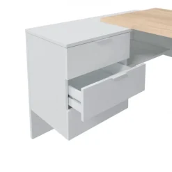 Mesa de despacho Style con cajonera blanco artik/roble 73x145x61,5 cm