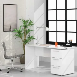 Mesa de despacho Theon 3 cajones blanco artik 74x138x60 cm