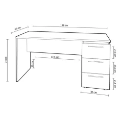Mesa de despacho Theon 3 cajones blanco artik 74x138x60 cm