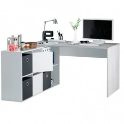 Mesa de escritorio Adapta 6 módulos blanco artik/cemento 74x136x66 cm