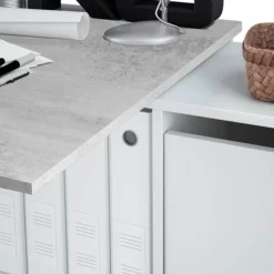 Mesa de escritorio Adapta 6 módulos blanco artik/cemento 74x136x66 cm