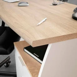 Mesa de escritorio Argón con cajonera blanco artik/roble 74x136x67 cm