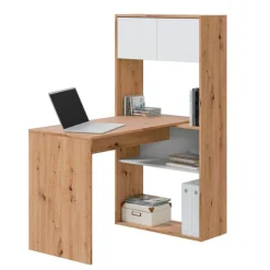 Mesa de escritorio Duo con estantería blanco artik/roble nodi
