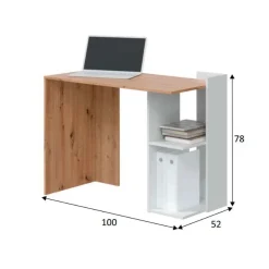 Mesa de escritorio Kenia 2 módulos blanco artik/roble nodi 78x100x52 cm