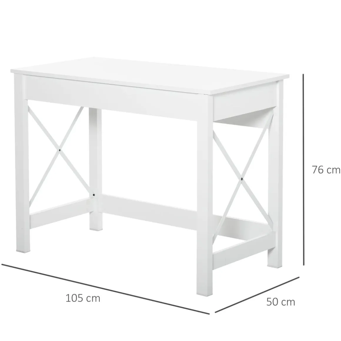 Mesa de escritorio Ártica Homcom blanco 76x105x50 cm