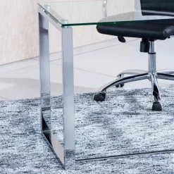 Mesa de estudio Benetto 120 cristal translúcido patas cromadas 73x120x60 cm