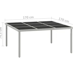 Mesa de exterior Andrea negro/plata 74,5x170x170 cm