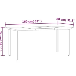 Mesa de exterior Carlo vidrio negro 74x160x80 cm