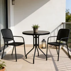 Mesa de exterior diseño redondo negro Ø60x71 cm