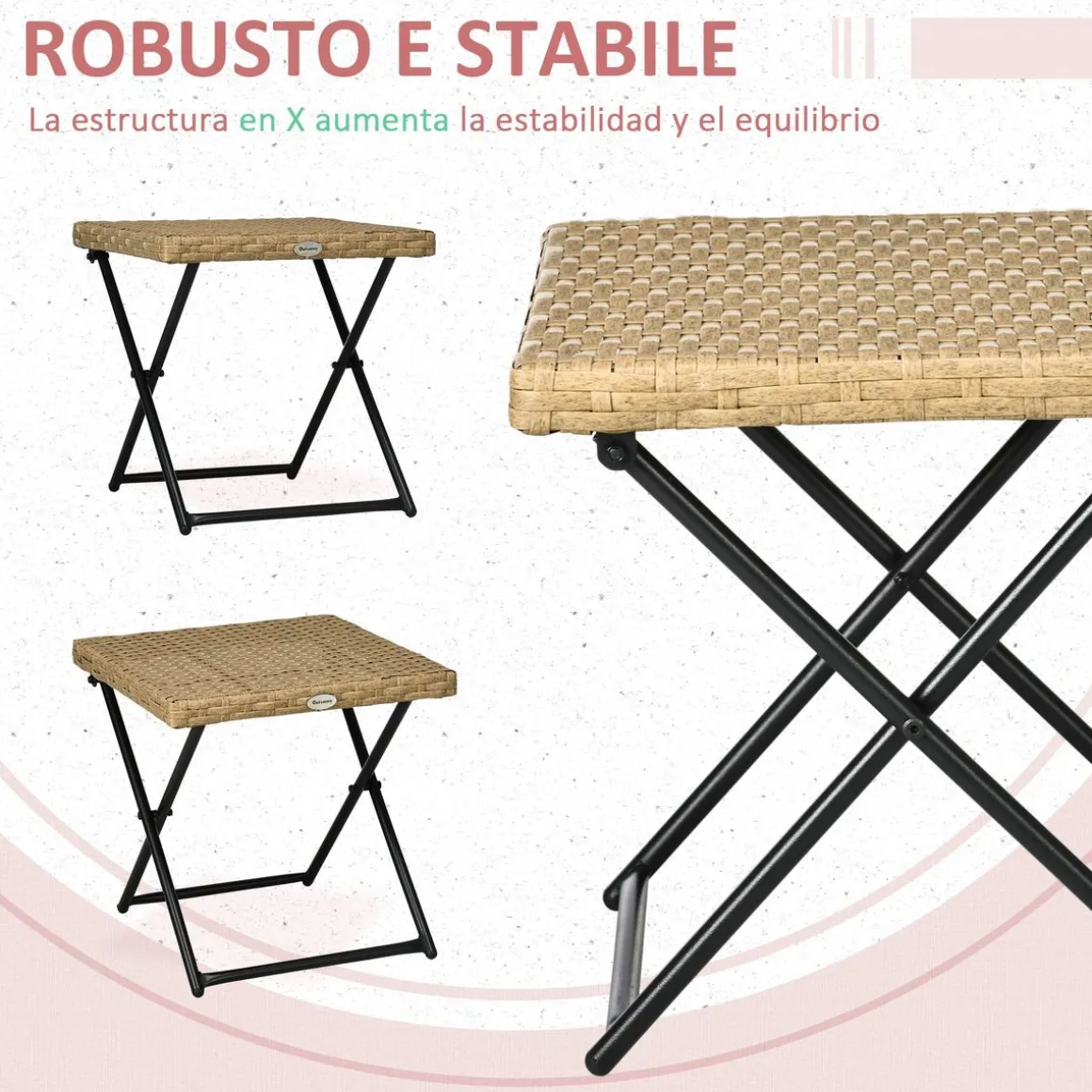 Mesa de exterior Like Outsunny plegable 40x40 cm