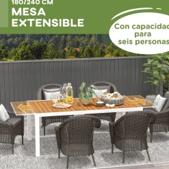 Mesa de exterior Outsunny extensible 73x180-240x94 cm
