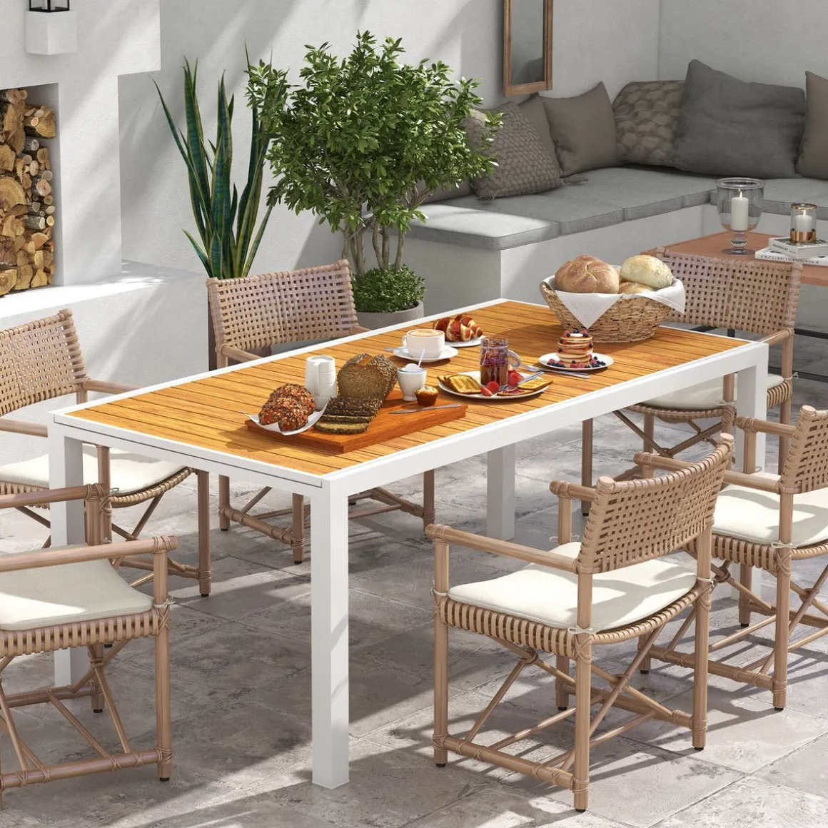 Mesa de exterior Outsunny extensible 73x180-240x94 cm