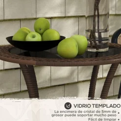 Mesa de exterior Palmer Outsunny con estante marrón Ø64x71 cm