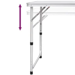 Mesa de exterior plegable altura ajustable 3 posiciones blanco 55-62-70x120x60 cm