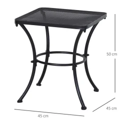 Mesa de jardín Castell Outsunny cuadrada negro 50x45x45 cm